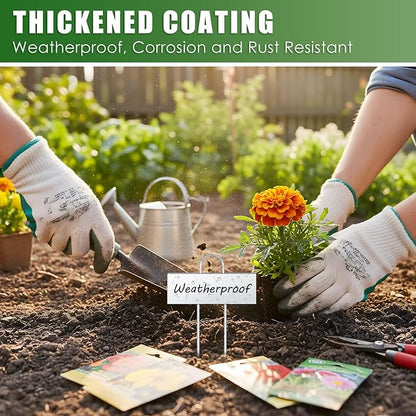 Landhoow 50 Pcs Large Garden Plant Markers Metal Plant Labels Sign 3.5'' x 1.25'' with 6'' Stake Weatherproof Waterproof Garden Sign for Outdoor Seedlings Herbs Vegetable Greenhouse, Silver
