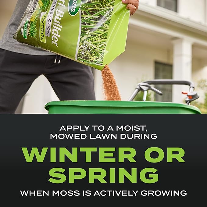Scotts Turf Builder Triple Action for Moss Control, Moss Killer and Lawn Fertilizer, Covers Up to 8,000 sq. ft., 40 lbs.