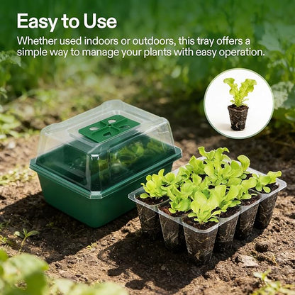 VIVOSUN 6-Pack Seed Starter Trays with 10"x20.75" Seedling Heat Mat, Self-Adjusting Dual Digital Display Temperature Controller, 72-Cell Seed Starter Kit with Humidity Dome, Reusable Propagation Trays