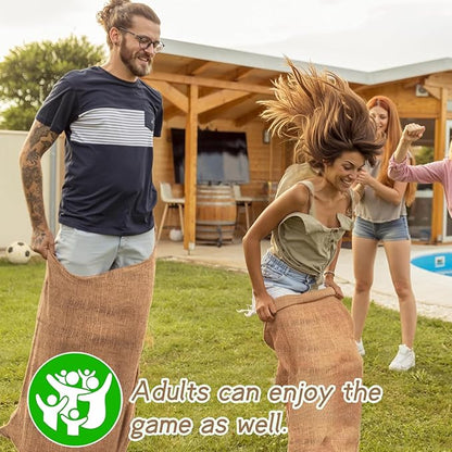 Kmise Premium Tightly Woven Burlap Potato Sack Race Bags (Pack of 6)，39"x25" Natural Jute Burlap Sacks for Kids & Adults, Reusable Eco-Friendly Grow Bag for Field Day Games & Harvest Storage