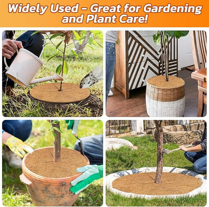 Legigo 4pcs Coconut Fiber Mulch Ring Tree Plant Protector Mat, 24 Inch Natural Coco Coir Tree Protection Ring Plant Pot Soil Cover, Tree Rings Disc Plant Cover for Indoor Outdoor Plants,Landscaping