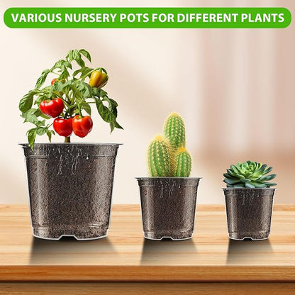 Clear Nursery Pots for Plants, 3.5/4/5 inch Plastic Plant Flower Pot with Drainage Holes High Transparency Seedling Planter for Seed Starter (15PCS)