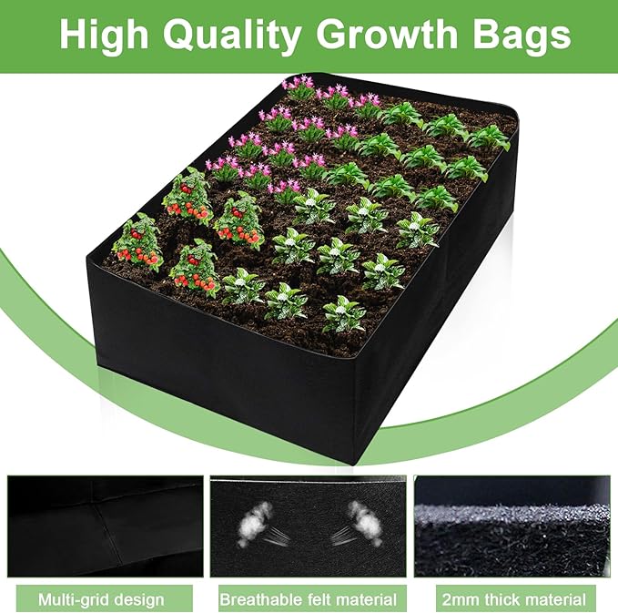 Fabric Raised Garden Bed, 6x3x1Ft 128Gallon Grow Bags, Rectangle Fabric Garden Bed for Growing Vegetables Potatoes Flowers Planting Container for Outdoor Gardenin (1Grid, 71 * 35 * 16in)