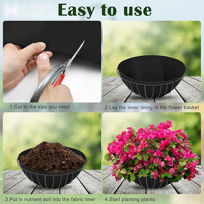 12x120 Inch Planter Liner Roll Fabric Planter Basket Liner Non Woven Black Felt Window Box Liners Coconut Fiber Liner Roll Replacement Hanging Basket Liner Coco for Plants Flower Outdoor Indoor Garden