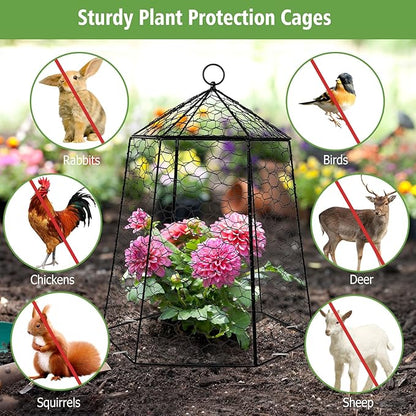 18.5" x 13" Large Plant Protection Cage, 5 Pcs Chicken Wire Cloche, Metal Protectors for Garden Plants, Protecting Fruits and Seedlings from Rabbits, Squirrels and Other Animals