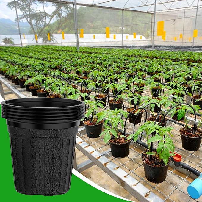 24 Pcs 3 GallonPlanter Nursery Pots, Seed Starting Pot Plastic Flower Seedling Pots with Drainage Holes Flexible Plant Container for Indoor Outdoor Garden Lawn Yard Plants Seedlings (24, 3 Gallon)
