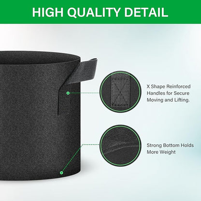 YSSOA 20-Pack 3 Gallon Grow Bags, Aeration Nonwoven Fabric Plant Pots with Handles, Heavy Duty Gardening Planter for Potato, Tomato, Vegetable and Fruits, Black