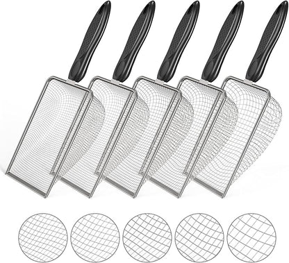 5pcs Soil Sifter Set for Gardening – Includes 2mm/2.8mm/3.8mm/4.3mm/5mm Garden Sifter for Soil, Handheld Compost Sifter for Dirt，Rocks, Heavy-Duty Shovel for Soil, Compost Sifting