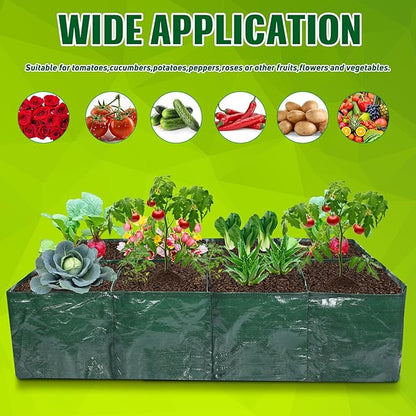 Woanger 6 Pcs Plastic Raised Garden Bed 35 Gallon Raised Planting Bed with 8 Divided Grids 8 Drainage Holes for Fruits Flowers Potato PE Fabric Rectangle Garden Containers for Vegetables Outdoor
