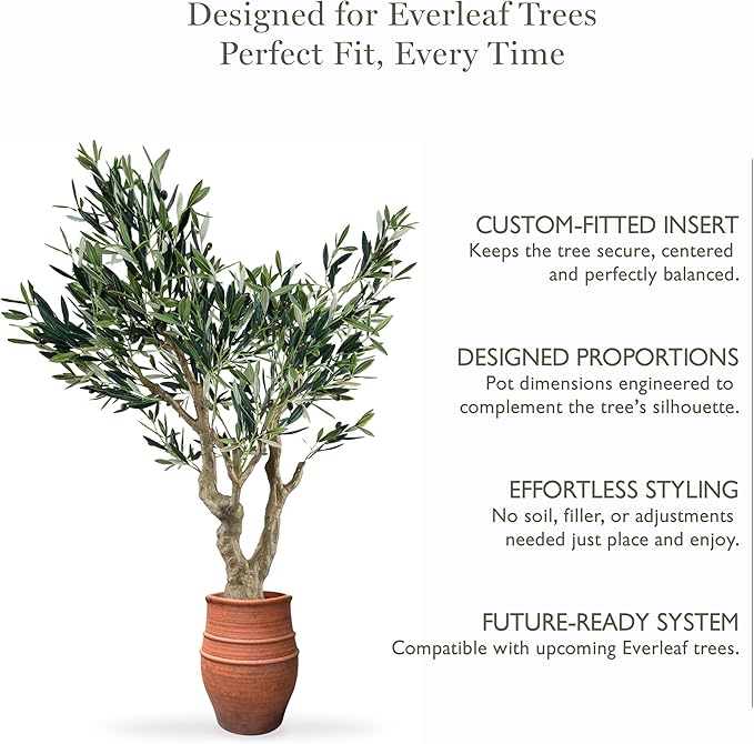 Everleaf Aria Planter Pot Small Lightweight Modern Decorative Pot for Faux Trees & Indoor Plants, Ultra-Light Matte Finish Planter for Living Room Decor Terracotta Color Canyon
