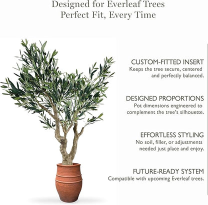 Everleaf Aria Planter Pot Small Lightweight Modern Decorative Pot for Faux Trees & Indoor Plants, Ultra-Light Matte Finish Planter for Living Room Decor Terracotta Color Canyon