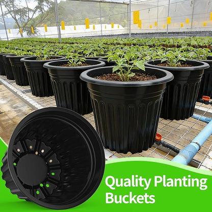 50 Pcs 3 Gallon Planter Nursery Pots, Seed Starting Pot Plastic Flower Seedling Pots with Drainage Holes Flexible Plant Container for Garden Lawn Yard Plants Seedlings (50, 3 Gallon)