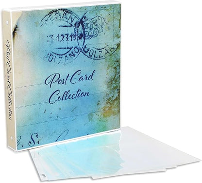 UniKeep Postcard Collector Storage Case with 20 Pages - Holds up to 120 Postcards Measuring 4" x 6" - Additional Pages Can Be Added (Blue)