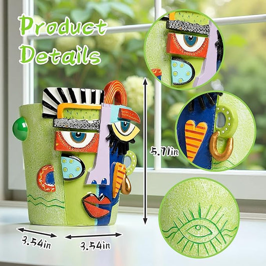 Abstract Face Planters Pots, Unique Head Planter for Indoor Plants, Funny Face Flower Pot, Cute Abstract Art Flower Vase with Facial Expressions, Unique Planter Head Pot for Home Decor(Classic,S)