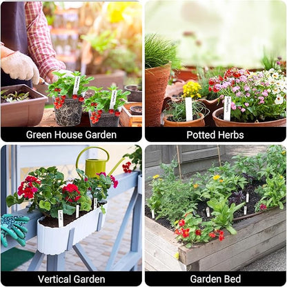 Greaner 4 Inch Plant Markers, 100PCS Weatherproof Plant Markers, Plastic Plant Labels for Outdoor Garden Waterproof, Plant Name Tags for Indoor Outdoor Plants with Garden Marker Pen（White）