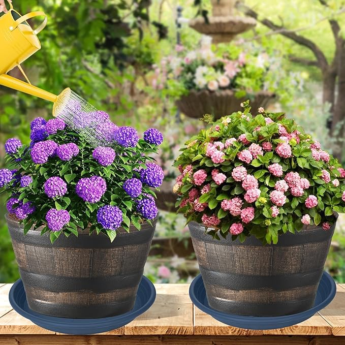 2 Pack of 22 inch Plant Saucer, Large Plant Tray, Heavy Sturdy Plant Drainage Tray for Indoors, Bird Bath Bowls, Sturdy Plastic Pot Tray for Planter 20 21"(Blue)