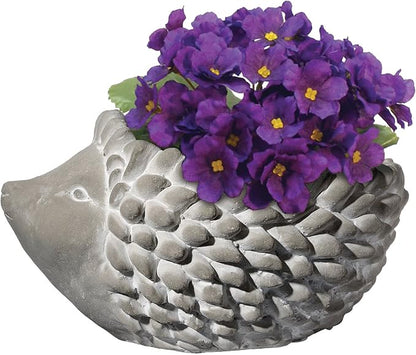 Classic Home and Garden Cement Buddies Animal Planter - Cute Desk Decoration - UV Coated Animal Vase w/Removable Drain Plug - Succulent Planter for Indoor/Outdoor Use (Hedgehog, Natural, Large)