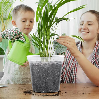 GREANER 10 Inch Nursery Pots, Clear Reinforced Plant Nursery Pots, High Transparency Flower Plant Container with 20 Plant Labels for Flowers, Seeds, Succulents, Vegetables(10PCS)