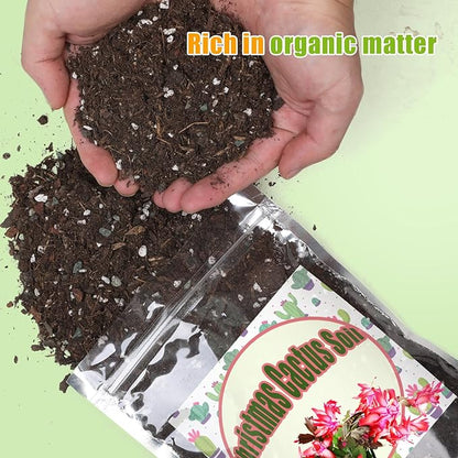 Christmas Cactus Potting Soil Mix 1qt, Ideal for Succulents, Christmas Cacti, and Other Indoor Potted Plantings