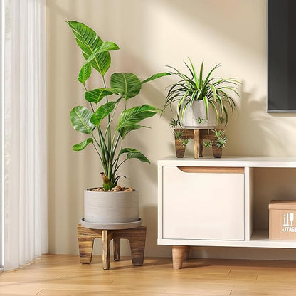 Plant Stand Indoor Outdoor, Plant Holder Sturdy Single Flower Pot Stand Planter Stand Stool Display Decorative for Desktop Counter Room (Brown 2 pack)