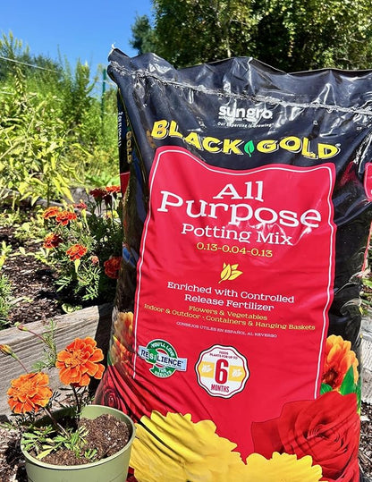 Sun Gro Horticulture 8-Quart Black Gold 1310102 Purpose Potting Soil With Control, Brown/A