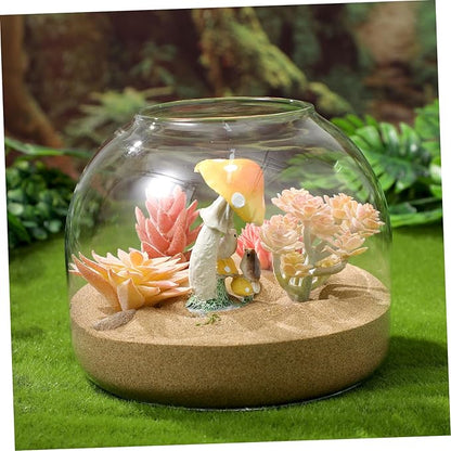 Cork Glass Bottle Containers with Lids Airtight Cookie Glass Succulent Plant Terrarium Jars Round Fish Bowl Vase Bowl with Cork for Craft