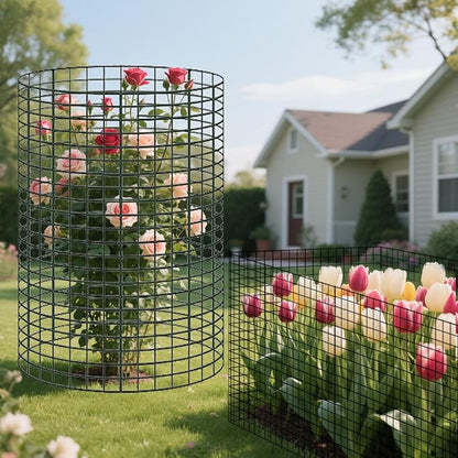 10 Pack Round Plant Protector from Animals, 12'' x 24'' and 12'' x12'' Metal Plant Cages to Keep Animals Out, Garden Protection Bunny Barricades, Wire Plant Protectors for Rabbits Chicken Duck