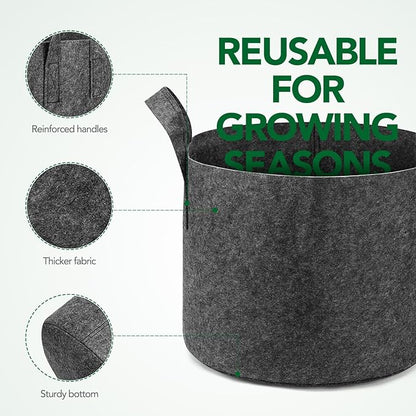 Delxo 12-Pack 7 Gallon Grow Bags Heavy Duty Aeration Fabric Pots Thickened Nonwoven Fabric Pots Plant Grow Bags