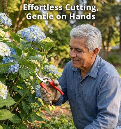 Gardeness Non-Stick Coated Bypass Pruning Shears - Professional Garden Clippers with Comfort Grip Handles, Heavy Duty Hand Secateurs for Trimming Branches, Floral & Yard Work, Arthritis Friendly