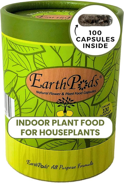 EarthPods® Premium Indoor Plant Food Capsules (100 Count) – Slow-Release Organic Fertilizer Spikes | Specialized Nutrients for Houseplants | Made in USA