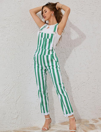Bindefon Overalls for Women Fashion Jumpsuits Striped Pants Printed Bibs Coveralls White Elephant Gifts