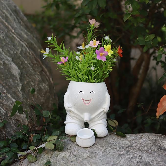 Head Planters Face Vase Succulent Pots for Indoor Outdoor Décor, Unique Plant Pot Fun Live Plants Planter Cute Cactus Pots, Gifts for Plant Lovers