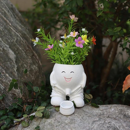 Head Planters Face Vase Succulent Pots for Indoor Outdoor Décor, Unique Plant Pot Fun Live Plants Planter Cute Cactus Pots, Gifts for Plant Lovers