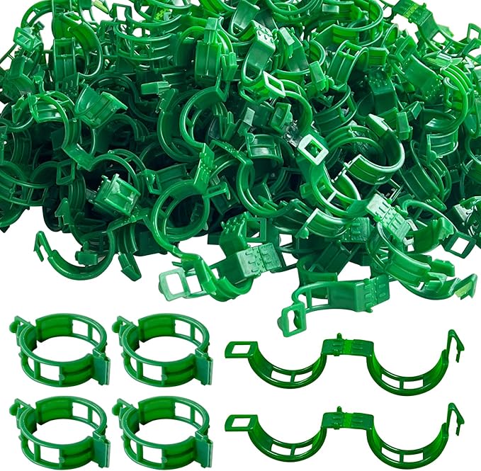OJYUDD 200 Pcs Plant Support Clips,Plastic Plant Clips for Climbing Plants,Garden Vine Clips for Tomato,Grape,Cucumber,Vegetables (Green)
