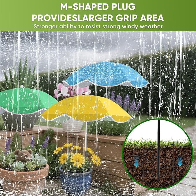 Plant Umbrellas for Outdoor Plants, 25inch Plant Shades for Outdoor Plants with Durable 40'' High M-Shaped Plug for Stronger Wind Resistanc for Plants, Potted Plant, Garden Beds