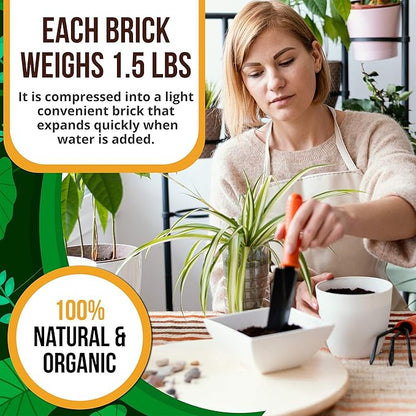 Coco Coir Bricks 5-Pack (650g Each) – Peat-Free Coconut Coir/Peat, Low EC & pH Balanced, High Expansion Seed Starter for Potting Mix, Hydroponics, Mushroom Substrate & Reptile Bedding