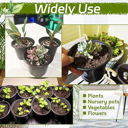 120 Packs Flexible Plastic Nursery Pots,4 Inch Thickened Soft Plastic Pots with Drainage Holes,Garden Seedling Pot for Succulents,Transplanting,Cuttings(Black)