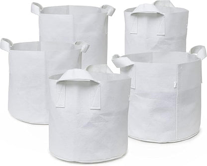 247Garden 5-Pack 2-Gallon Aeration Fabric Pot/Plant Grow Bag w/Handles (260 GSM, White, 7.5H x 8.5D)