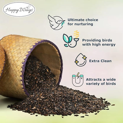 Happy Wings Nyjer/Thistle Seeds Wild Bird Food-13 Ounce | Prefilled Sock | No Grow Seed I Bird Seeds for Wild Birds