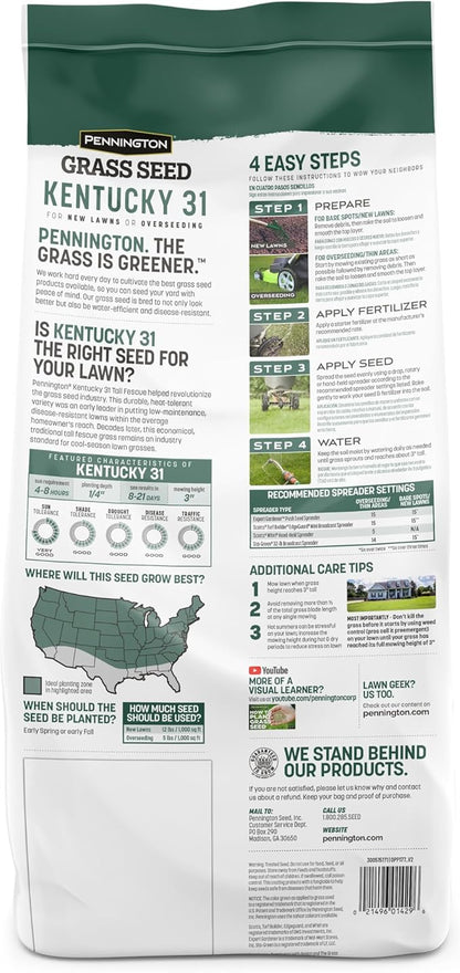 Pennington 100% Kentucky 31 Tall Fescue Penkoted Grass Seed 7 lb