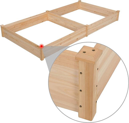 Topeakmart 8×4ft Horticulture Raised Garden Bed 93 x 48 x 10in Wooden Planting Box in Backyard/Patio Outdoor, Natural Wood 1