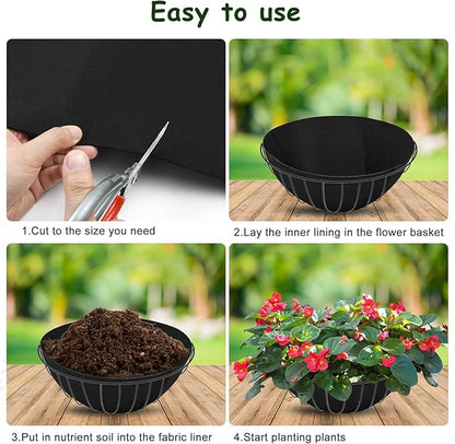 12x80 Inch Fabric Planter Liner Roll Non Woven Plant Felt Liner Roll Black Coco Liners Roll Alternative Coconut Basket Liner Roll Replacement Easy to Cut for Planter Hanging Flower Basket Window Box