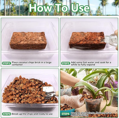 Legigo 6 Pack Coco Coir Chips for Plants- 6.6 LB 100% Organic Coconut Chips Brick Potting Mix with Low EC & PH Balance, Coconut Husk Substrate Coco Husk Mulch for Garden, Planting, Orchid and Soil Mix