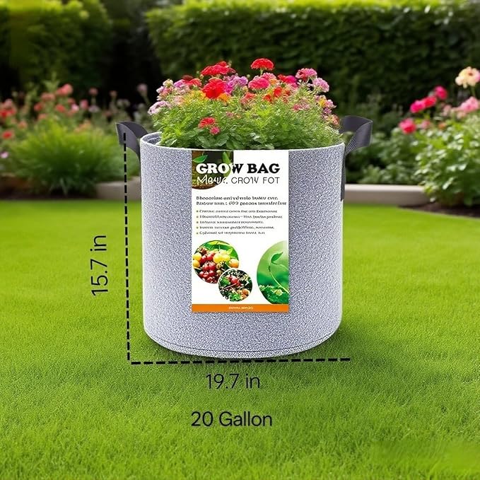 Grow Bags,Gallon Pot,Gallon Grow Bag,Fabric Plant Vegetable Pots,15-35 Gallon Nursery Pots,Deep Plant Pot, Gallon Grow Bags with Handles,3pcs(20 Gallon)