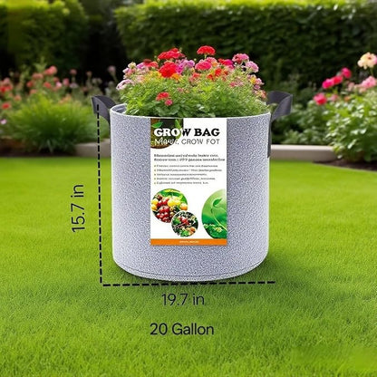 Grow Bags,Gallon Pot,Gallon Grow Bag,Fabric Plant Vegetable Pots,15-35 Gallon Nursery Pots,Deep Plant Pot, Gallon Grow Bags with Handles,3pcs(20 Gallon)
