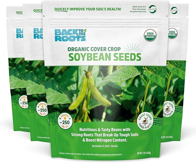 Back to The Roots 100% Organic Soybean Cover Crop Seeds, Covers ~1000 sq. ft.