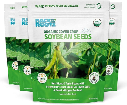 Back to The Roots 100% Organic Soybean Cover Crop Seeds, Covers ~1000 sq. ft.