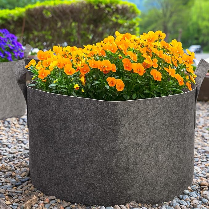 Delxo 12-Pack 15 Gallon Heavy Duty Aeration Fabric Pots Thickened Nonwoven Plant Grow Bags Grey