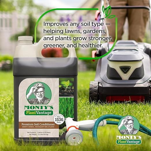 Monty’s Premium Liquid Soil Conditioner with Humic Acid, Organic Amendment for All Soil Types, Increases Moisture Retention & Nutrient Uptake, Enhances Health & Microbial Activity - 1Gal