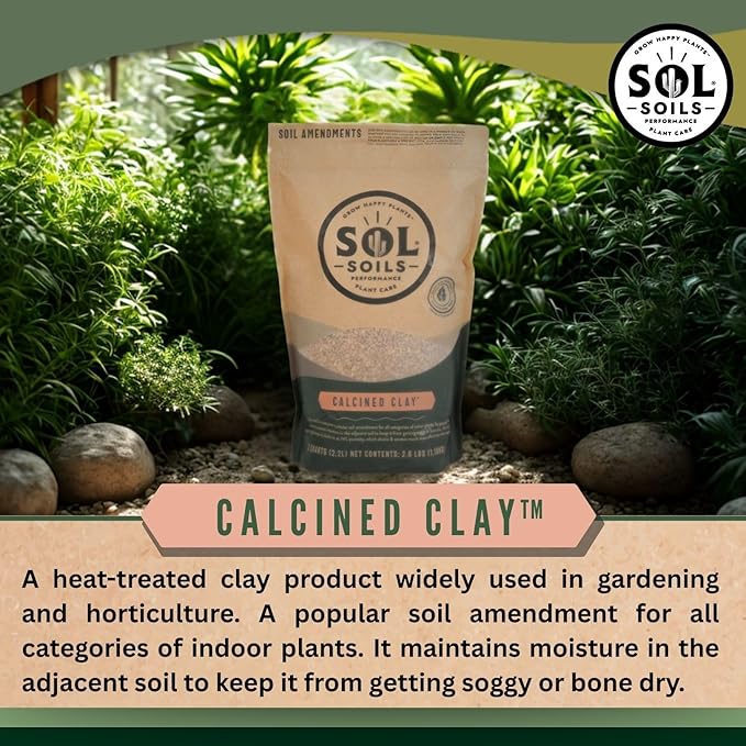 Sol Soils Calcined Clay – 100% Peat-Free Soil Amendments with Superior Drainage, Aeration, & Root Health for Indoor Plants, Succulents, Bonsai & More - 2 Quarts